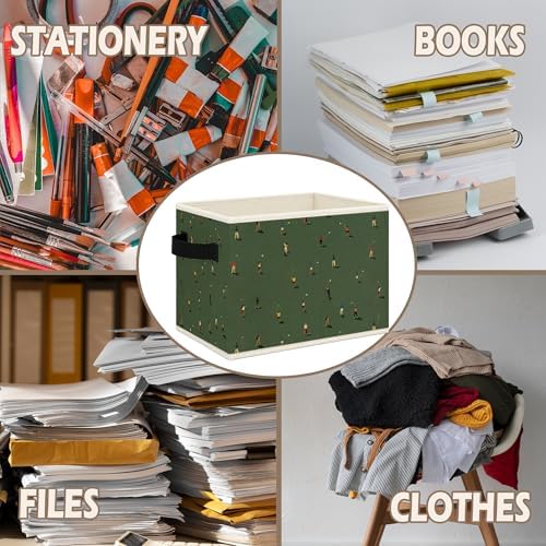 Vintage Green Golf Foldable Storage Bins Box with Handles, Minimalist Abstract Golf Sports Collapsible Toys Books Clothes Organizer Basket for Kids Boys Bedroom Bathroom Gym - Image 6