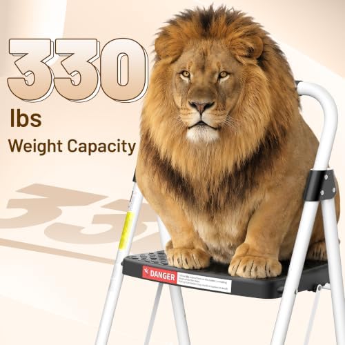 HBTower 3 Step Ladder, 330lbs Sturdy Step Stool with Anti-Slip Pedal - Image 3