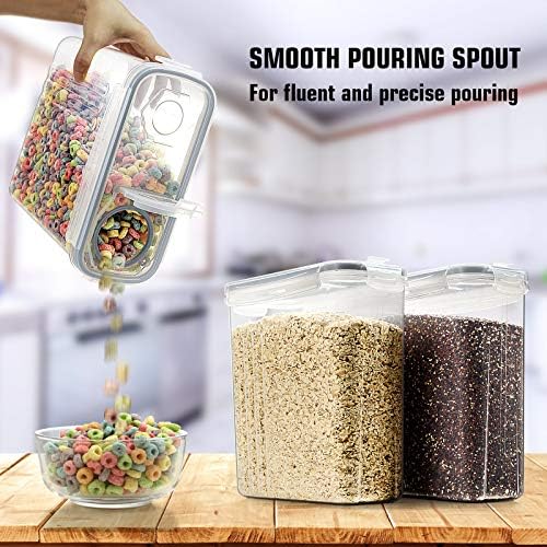 Wildone Cereal Storage Containers Set, Large BPA Free Plastic Airtight Food Storage Containers 4L /135.3oz for Flour, Sugar, 6 Piece Set Cereal Dispensers with 20 Labels & Marker, Grey - Image 6