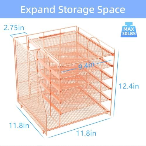 gianotter 6-Tier Paper Organizer With Magazine Holder (Rose Gold, 6-Tier) - Image 4