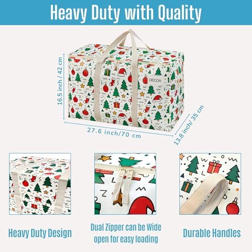 VENO 4 Pack Heavy Duty Moving Bags, Extra Large Storage Bags with Reinforced Handles & Strong Zippers, Foldable & Reusable Moving Box Alternative for Clothes & Dorm Storage - Image 3