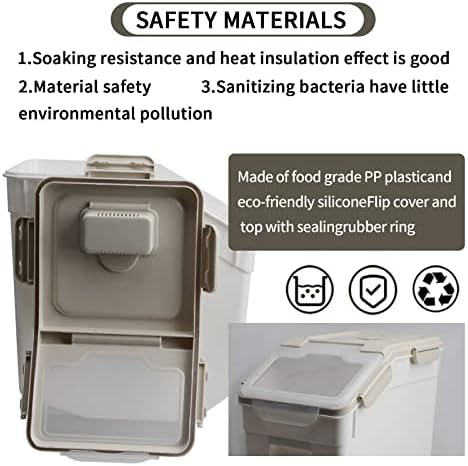 2 Pack Rice Storage Container with Measuring Cup 50 lb Flour Storage Container with Wheels, BPA Free Food Storage Container Dog Cat Food Bin Set for Dry Food Sugar, Cereal(Gray) - Image 3