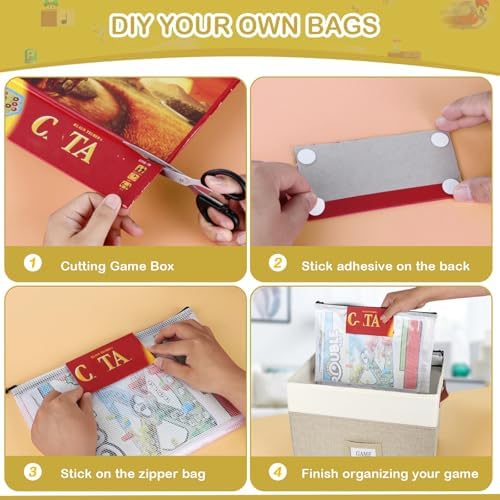Board Game Storage, Board Game Organizer with 12pcs Zipper Bags and Writable Stickers, Board Organizers Storage with Lid for Office Supplies, Puzzles, Video Game, Craft Product - Image 5