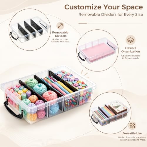 Citylife 2PC Storage Bins with Lids, Storage Box with Dividers - Image 3