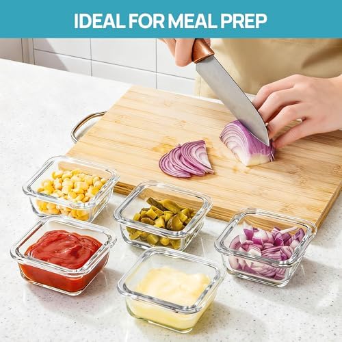 Vtopmart 5Pack 5oz Small Glass Storage Containers Set With Lids, Grey - Image 5