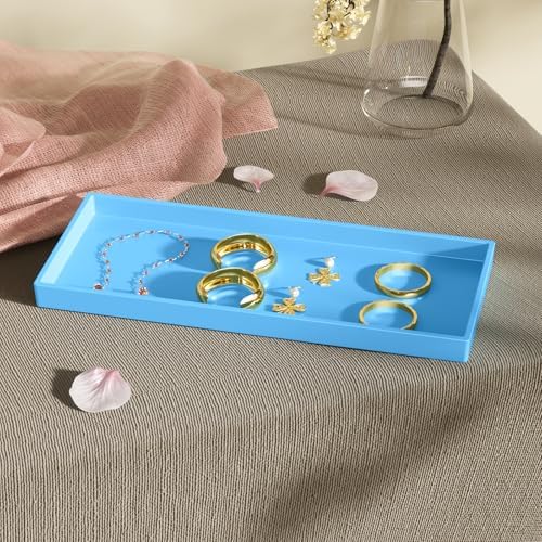 Vanity and Bathroom Tray, 11.8" ABS Countertop Organizer,Waterproof Vanity Tray for Toilet Tank,Perfume,Soap,Keys,Bathroom Accessories,Kitchen and Bath Trays,Non Slip Small Trays,Blue - Image 4