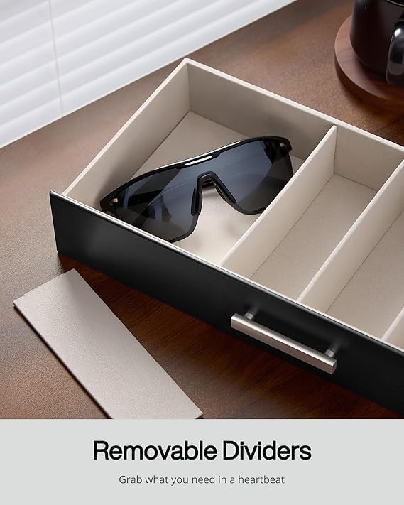ProCase Sunglasses Organizer Box with Clear Glass Lid, PU Leather Eyeglass Storage Display Case for Men and Women - Image 5