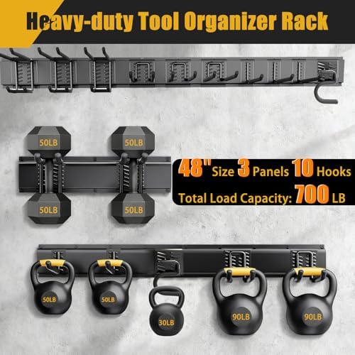 KOFANI 48IN 700LB Heavy Duty Garage Tool Organizer Wall Mount Storage Rack - Image 5