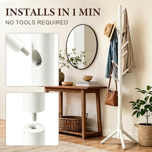 Wooden Coat Rack Freestanding - Image 2