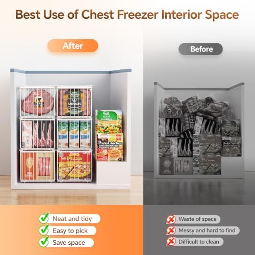 Freezer Organizer Bins, 6 Pack Enlarged Baskets for 5-9 Cu.FT Deep Freezer - Image 5