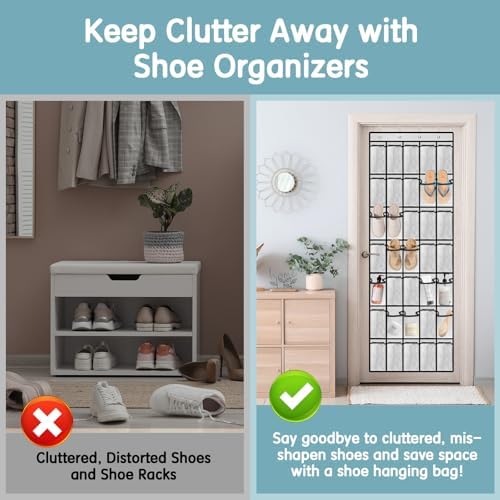 Kotkn 35 Compartment Over The Door Storage - Breathable Mesh Hanging Organizer with Large Pockets, Space Saving Design for Men & Women's Footwear, Closet, Bedroom （White） - Image 7