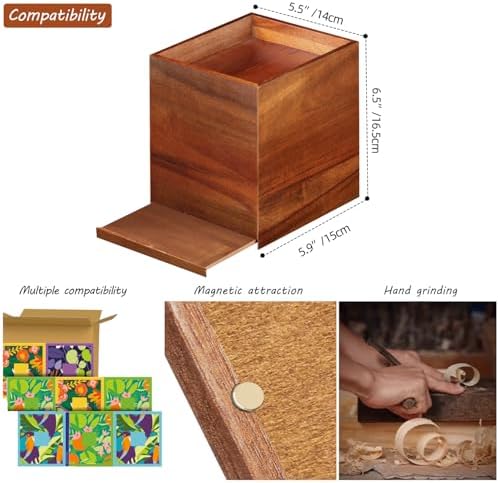 Square Tissue Box Cover with Storage Tray, Acacia Wood Tissue Box Holder - Image 3