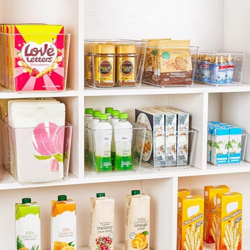 YIHONG 36 Pack Clear Pantry Organizer Bins, Plastic Containers with Handle for Kitchen,Freezer,Cabinet,Closet,Bathroom Under Sink Storage - Image 4