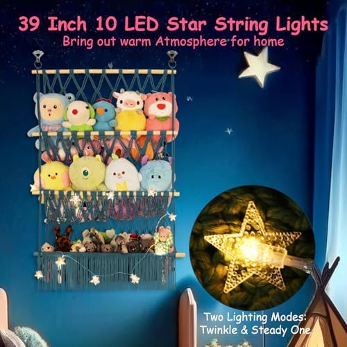 3 Tier Stuffed Animal Storage Net, 24x39'' Large Plushy Net, Aqua - Image 5