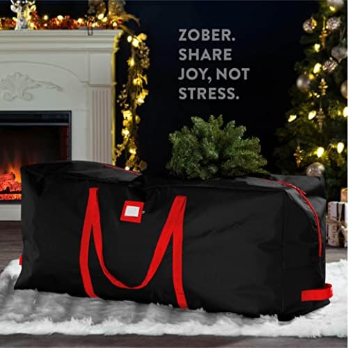 ZOBER 600D Oxford Fabric Christmas Tree Storage Bag - Fits 7.5 Ft Artificial Trees - Tear Proof Waterproof Christmas Tree Bag For Storage Box For Xmas - Strong, Durable Handles - Card Slot - Black - Image 2
