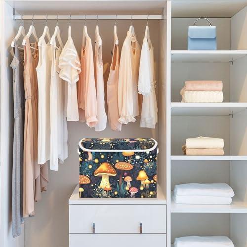 Mushrooms Storage Bins with Lids and Carrying Handle,Foldable Storage Boxes Organizer Containers Baskets Cube with Cover for Home Bedroom Closet Office - Image 6