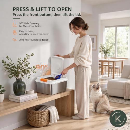 kotlie 22 lb Airtight Stainless Steel Cat Dog Food Storage Container PP Lid - Image 4