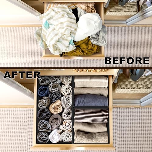Simple Houseware Foldable Drawer Organizer Stocking Bin, Set of 12, Black - Image 3