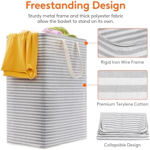 Lifewit 125L Large Laundry Baskets, Laundry Hampers Bags, 3 Pack, Grey - Image 2