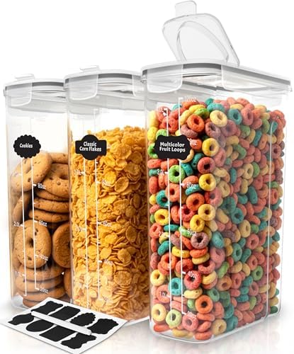 Utopia Kitchen Cereal Containers Storage Set with Lids, 3 Pack, 4L, Clear by UTOPIAKITCHEN