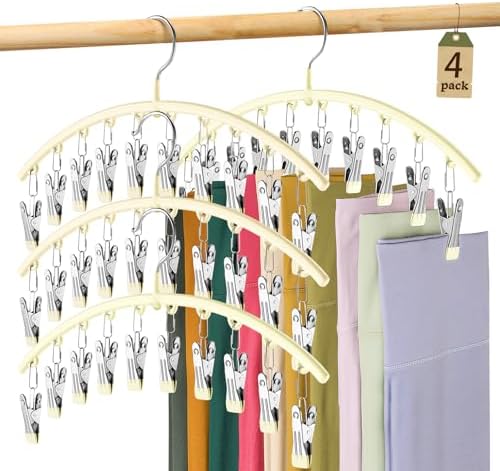 Volnamal Legging Organizer for Closet,4 Pack Metal Yoga Pants Hangers,Ivory by Volnamal