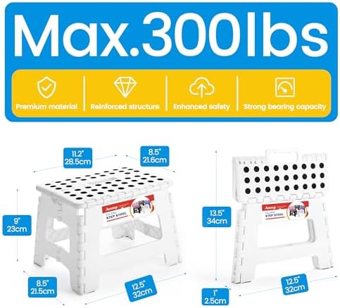 ACSTEP 9 Inch Folding Step Stool for Kids and Adults, Holds 300 lb, White - Image 4