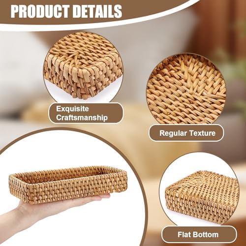 BTSKY Small Remote Basket for Coffee Table Entryway Living Room Rattan - Image 6
