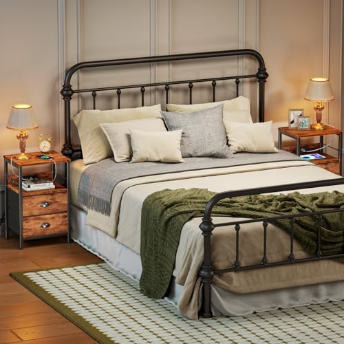 Furologee Nightstands Set of 2 with Charging Station, 2 Fabric Drawers - Image 4