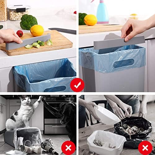 Hanging Collapsible Trash Can - 9L Wall Mounted Foldable Waste Bin for Kitchen Cabinet Door - Quickly Clean Counter, Sink, Bathroom - RV, Car, Camping Folding Garbage Basket (Gray) - Image 2