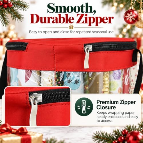 Freegrace Gift Wrap Organizer - Wrapping Paper Storage Bag 40.9" Under Bed - Image 6