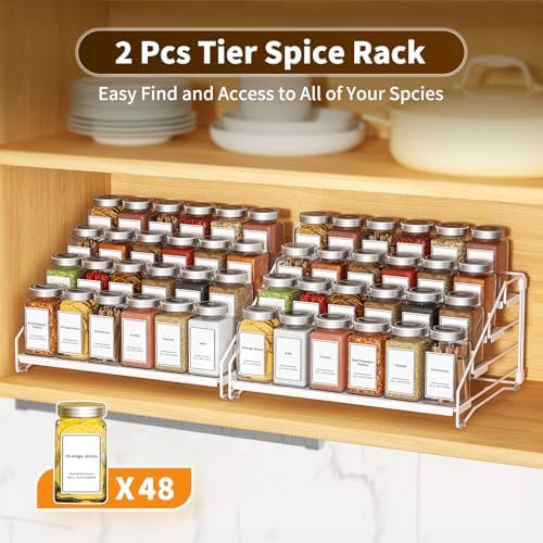 BOIVSHI Spice Organizer for Cabinet, Depth Adjustable Spice Rack, White - Image 6