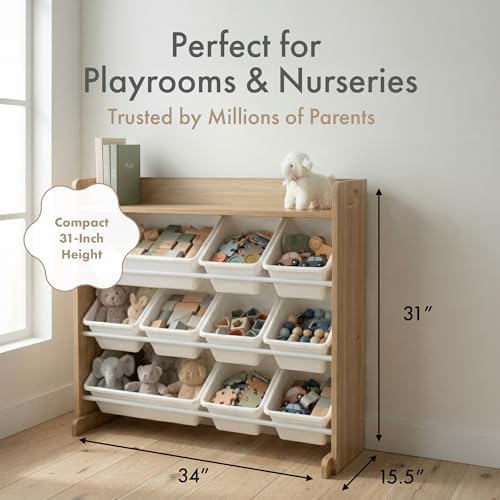Humble Crew Kids Toy Organizer with Display Shelf, 9 Bins, 3 Tier Storage - Image 2