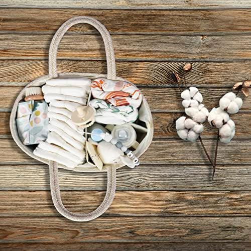 XUANGUO Large Cotton Rope Baby Diaper Caddy Organizer Basket Oatmeal - Image 6