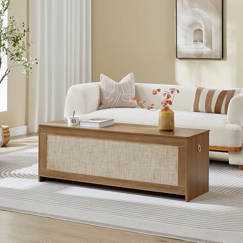 51.2" Storage Chest Extra Large, Rattan Storage Bench,(Cherry Brown - Image 4