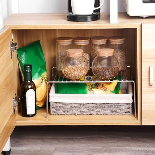 Tomorotec Expandable Kitchen Cabinet Organizer Stainless Steel Shelf Silver - Image 3