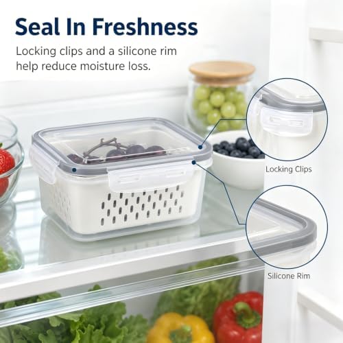 Fruit Containers 3Pcs with Removable Colanders & Lids, Fridge Fresh Storage - Image 7