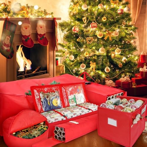 Demao Christmas Wrapping Paper Holder, Wrapping Paper Storage Bag for Christmas Rolls, Resistant 41 inch Organizer Storage Container, Stores up to 25 Standard Rolls - Image 7