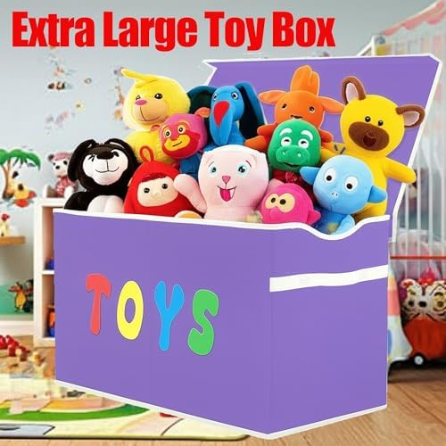 YOLOXO Toy Box Chest, Collapsible Sturdy Storage Bins with Lids, Extra Large Kids Toy Storage Organizer Boxes Bins Baskets for Kids, Boys, Girls, Nursery Room, Playroom, Closet (Classical Purple) - Image 5