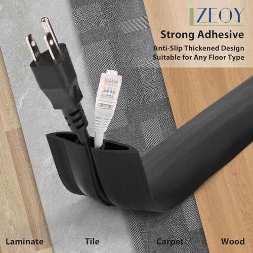 4FT Cord Hider Floor - Grey Floor Cable Hider, Wire Covers for Cords Prevent Cable Trips, Floor Cord Cover, Power Cable Management Cord Protector, Cable Cover Channel 0.6" (W) x 0.31" (H) - Image 5