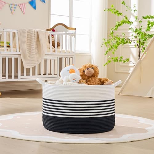 KAKAMAY Large Blanket Basket with Handles, Storage Basket for Living Room - Image 2