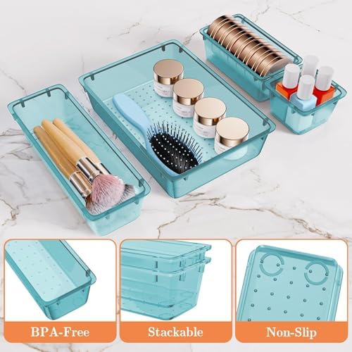 SpaceHacks 25 PCS Plastic Drawer Organizer, 4-Size Versatile Organizer Trays & storage Bins - Image 3