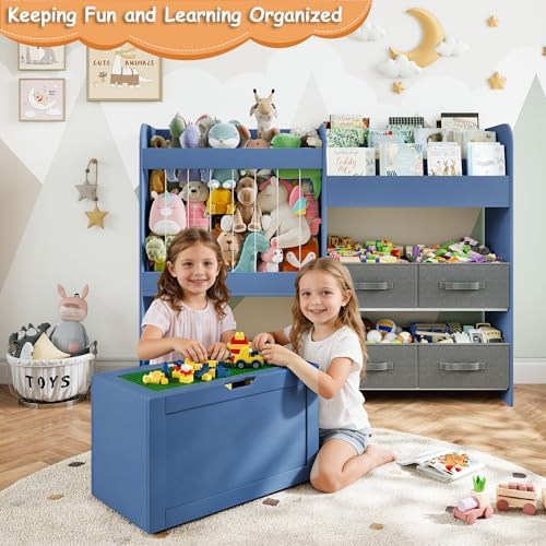 51.1" W Toy Storage Organizer with Stuffed Animal Storage, Wooden - Image 3