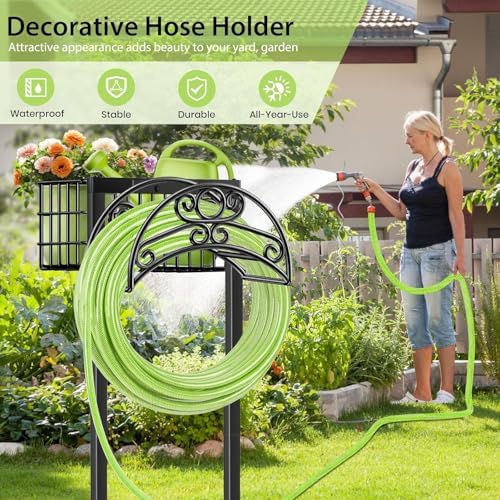 TomCare Garden Hose Holder, 4 Spikes Water Hose Hanger for 160FT Hose - Image 6