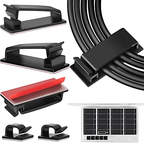 50 PCS Black Cable Clips - Large Cord Organizers for Under Desk Cable Wire Management, Adhesive Holder Clips for Multiple Cord Management by TidyHelper