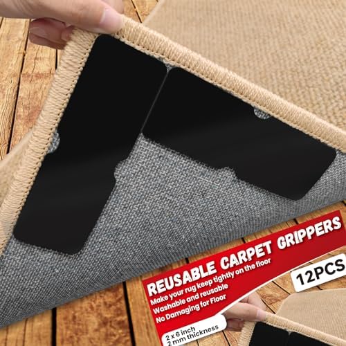 Reusable Rug Tape Grippers,Carpet Tape No Damaging for Hardwood Floors 12Pc by UrdarBrunnr