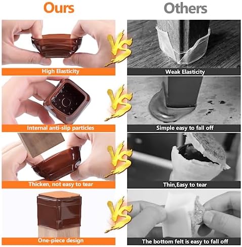 BAIPOK 16Pcs Square Chair Leg Floor Protectors for Hardwood Floors - Image 3