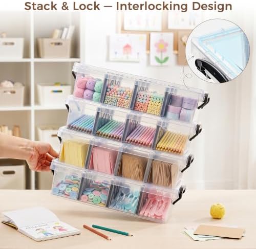 Citylife 4PC Storage Bins with Lids,Storage Box with Dividers - Image 5