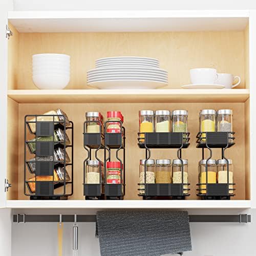 SpaceAid Pull Out Spice Rack Organizer with 20 Jars, Heavy Duty Slide Out Seasoning Organizer for Kitchen Cabinets, with 801 Labels and Chalk Marker, Right Facing (Pack of 2) - Image 4
