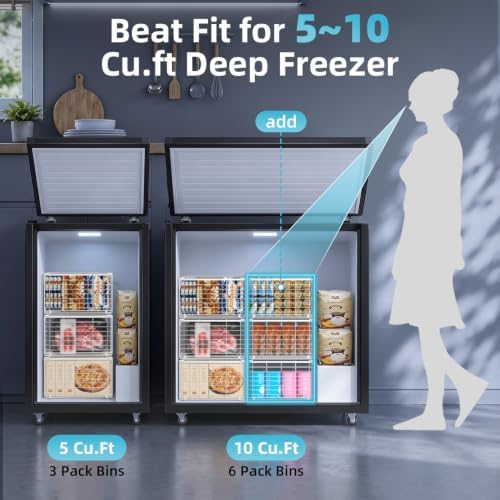 Freezer Organizer Bins,6 Pack Large Deep Freezer Organizer Bins for 5/7/10 Cu.FT Deep Freezer,Easy Access,Stackable & Sturdy,White - Image 3