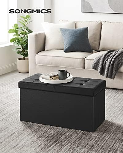 SONGMICS 30 Inches Folding Storage Ottoman Bench with Flipping Lid - Image 2
